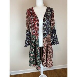 Sacred Threads S M Kimono Robe Multicolor Patchwork Medium Abstract Hippie Boho